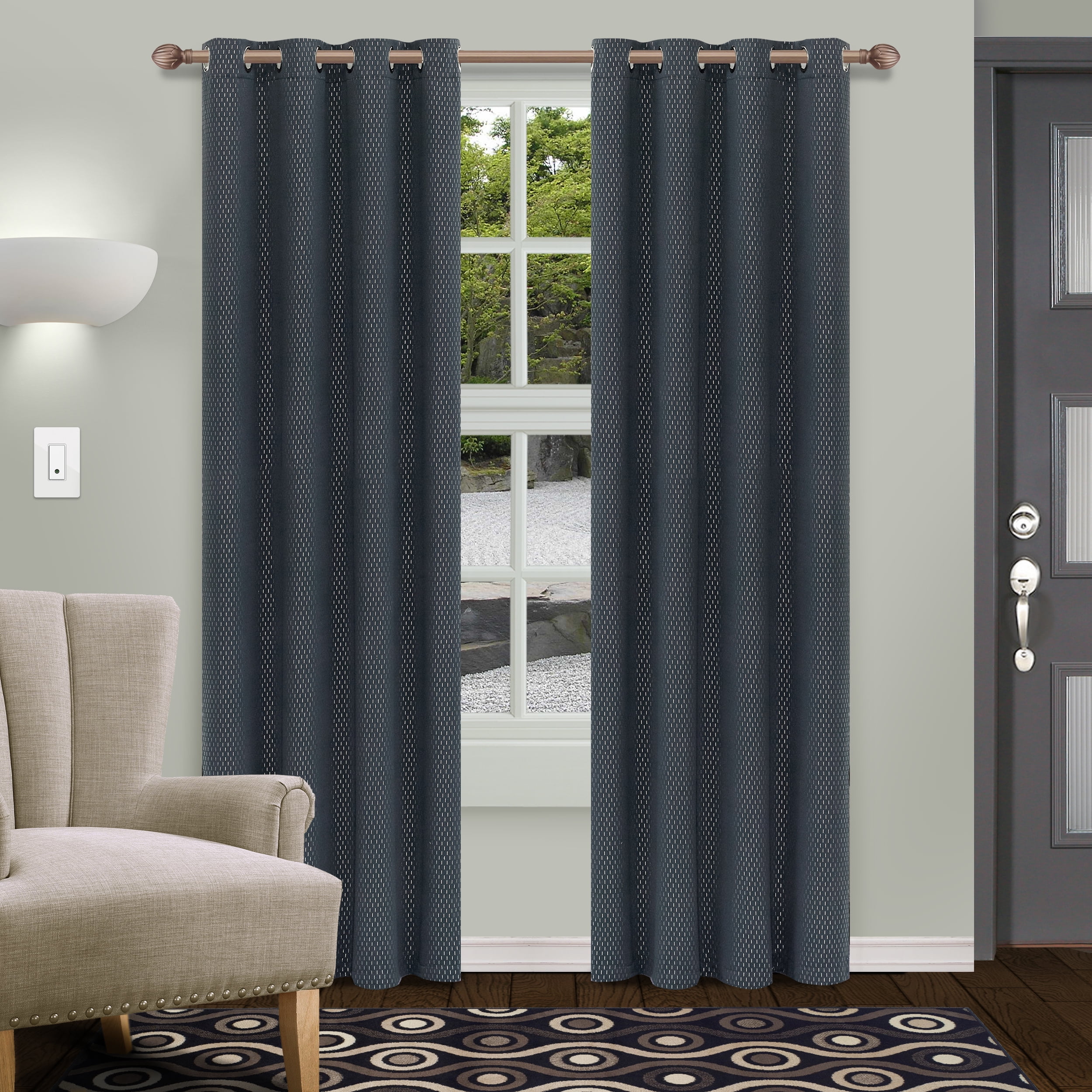 Set Of 2 Grommet Style Blackout Energy Saving Curtains Drapes