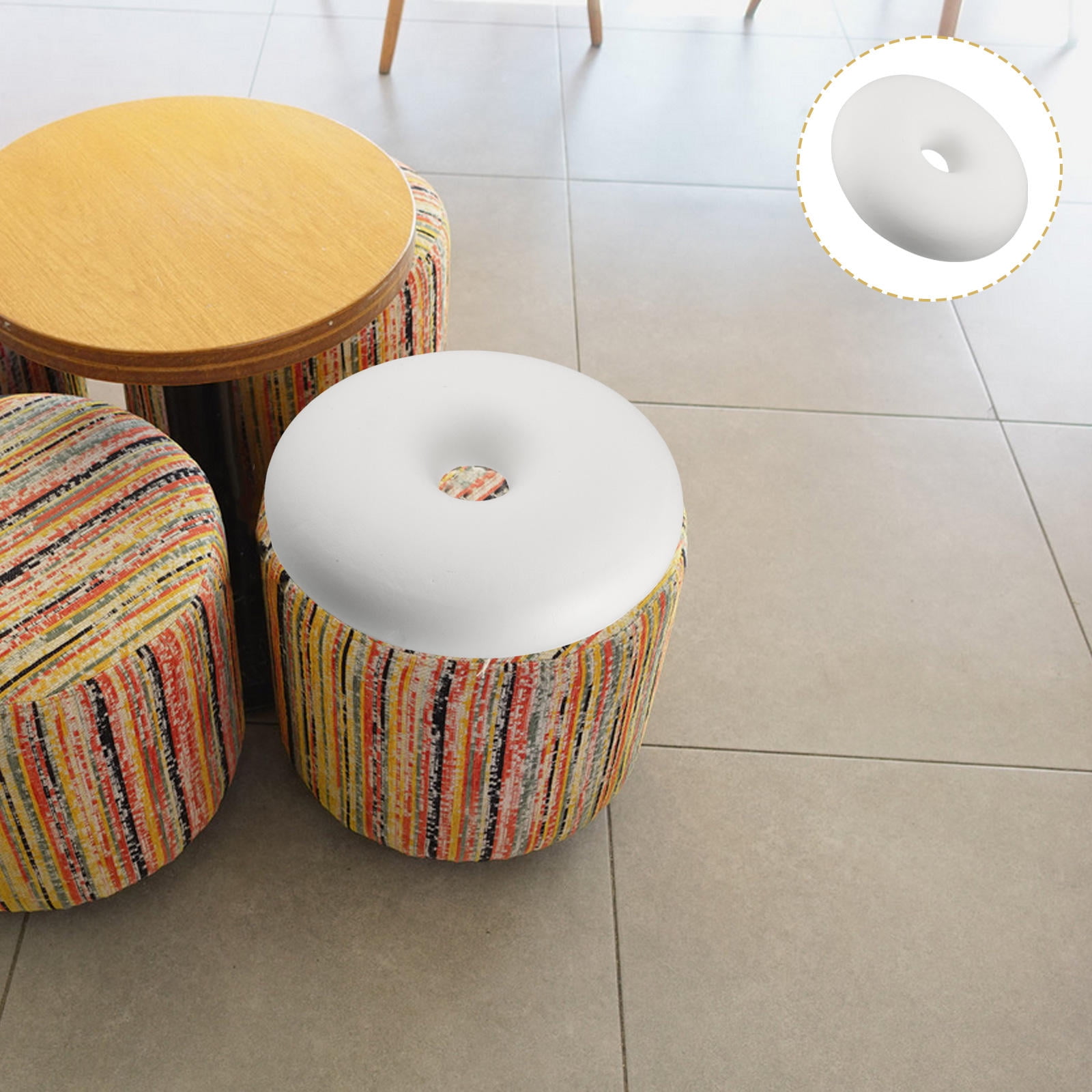 Phenofice White Round Foam Chair Cushion Portable Lightweight Donut Seat Pad for Stool or Bar Stool Comfort