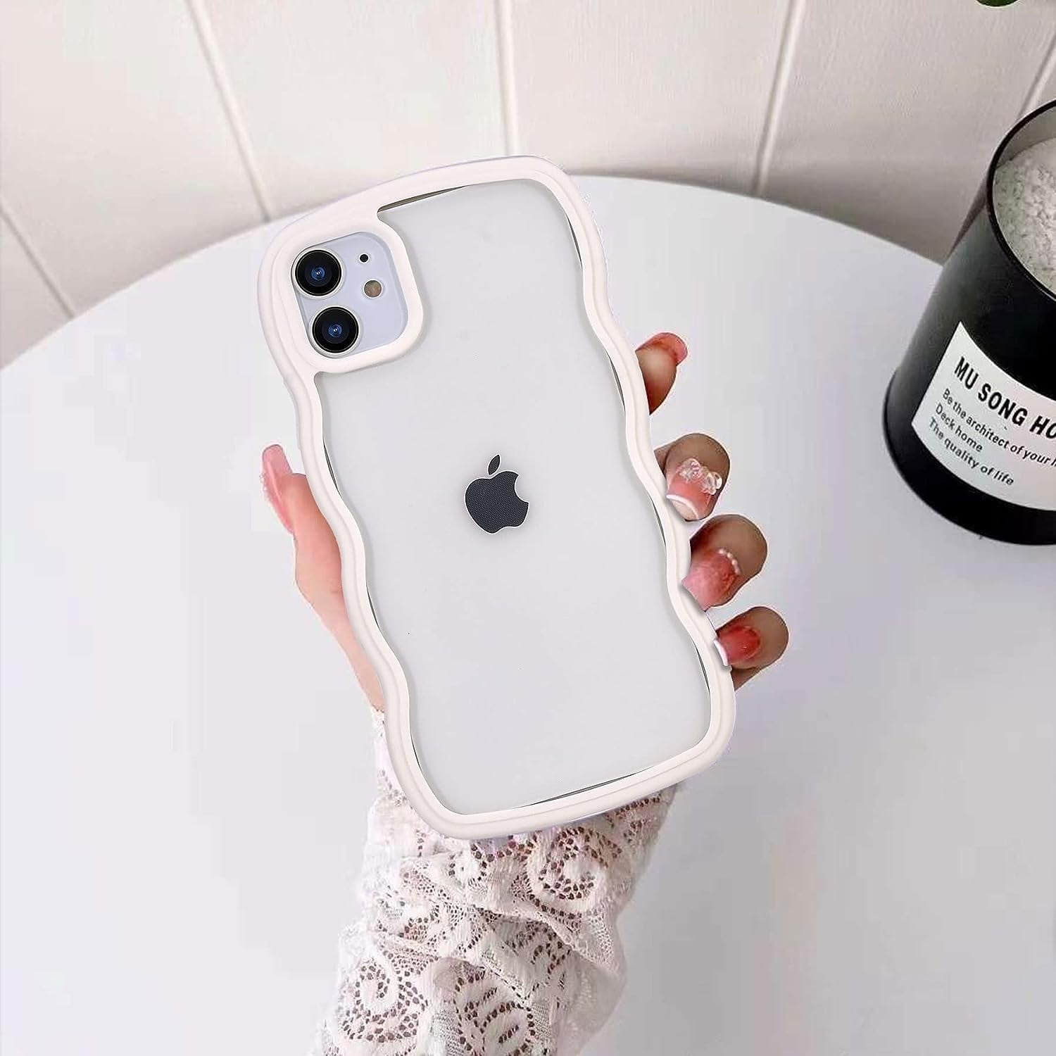 for iPhone 11 Case, Wave Frame Clear Back Soft Cute iPhone