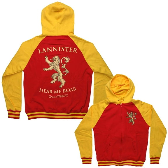 Game of Thrones Lannister Red/Yellow Men's Zip-Up Hoodie, Medium