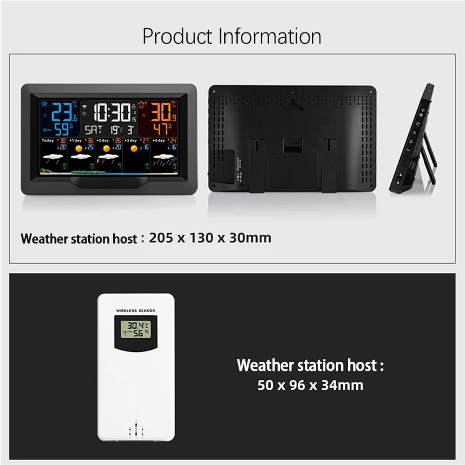 Smart Weather Station Indoor Outdoor Temperature Humidity Meter Weather Forecast Large Color Screen Weather Clock