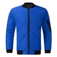 thumbnail image 2 of Mikilon Men Solid Casual Stand-up Collar Zipper Diamond Stitched Pocket Jacket Coats, 2 of 4