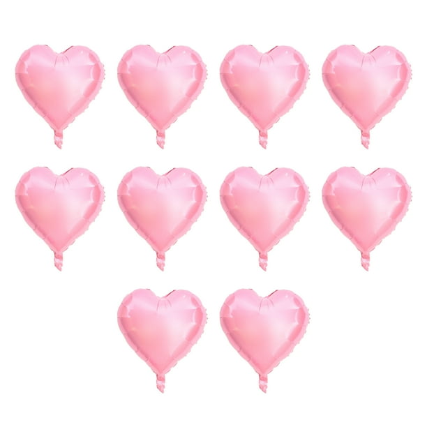 10 globos de aluminio con forma de corazón de 10 pulgadas para decoración de fiestas, bodas y cumpleaños (rosa)