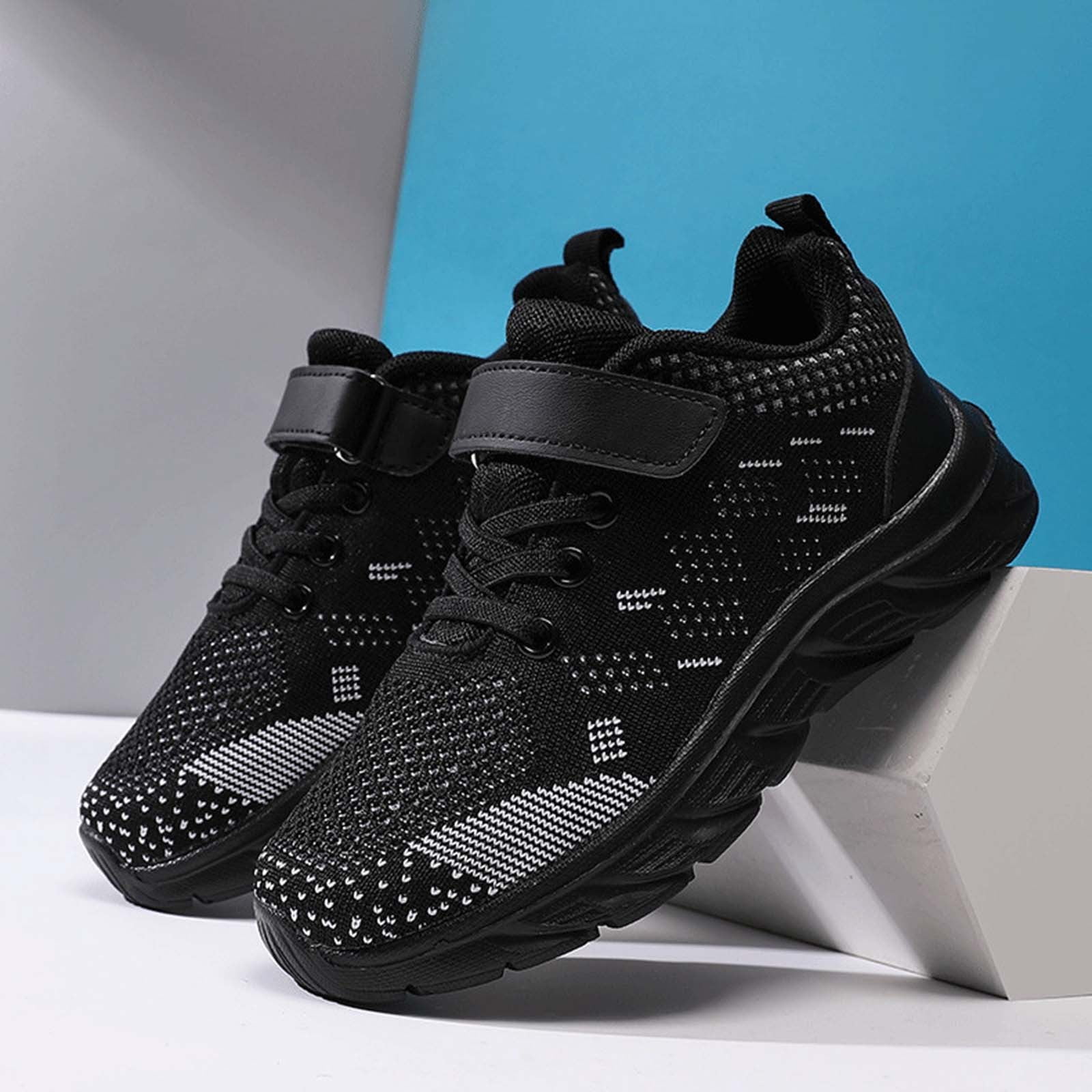Toddler Shoes,Casual Woven Shoes Breathable Non Mesh Fashion Lightweight Flying Sneakers,Toddler Boy Shoe,35,Black