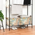 thumbnail image 3 of Yayeee Foldable Storage Basket for Shelves with Handles Set of 2 Waterproof Cloth Bins, Beige Rainbow Clouds, 3 of 7