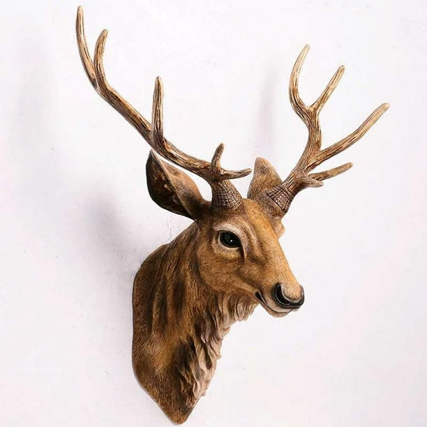 Wall Mounted Faux Deer Head Sculpture Home Decor Deer Brown 2 