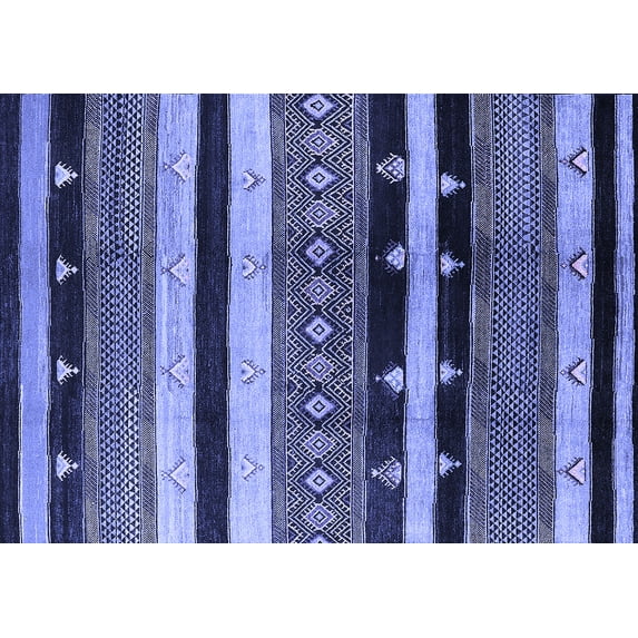 Ahgly Company Machine Washable Indoor Rectangle Oriental Blue Industrial Area Rugs, 5' x 7'