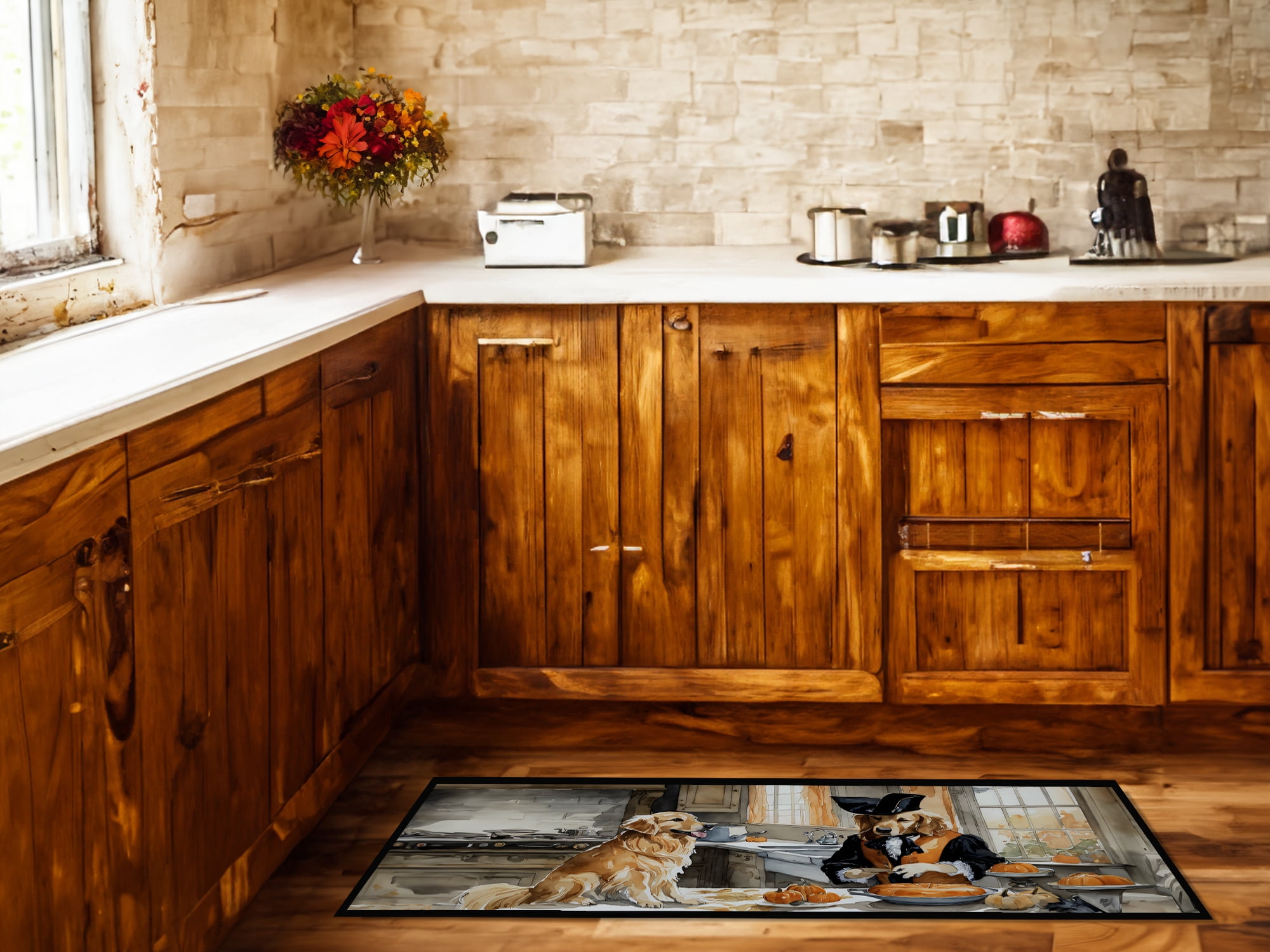 Golden Retriever Fall Kitchen Pumpkins Runner Mat 28x58 58 in x 28 in