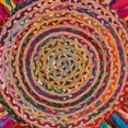 thumbnail image 6 of Ox Bay and Evette Rios Cora 5'6" Round Pastel Cotton and Jute Striped Fringe Indoor Area Rug, 6 of 7