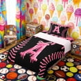 thumbnail image 3 of Erosebridal Pink Drip Letter A Twin Sheet Sets, Cute Baseball Sport Bedding for Girls and Boys, 3pcs, 1 Flat Sheet, 1 Fitted Sheet and 1 Pillowcase, 3 of 6