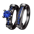 thumbnail image 1 of GY 2pcs Black Gold Plated Blue 1CT CZ Women Wedding Ring Sets for Woman Engagement Ring, 1 of 6