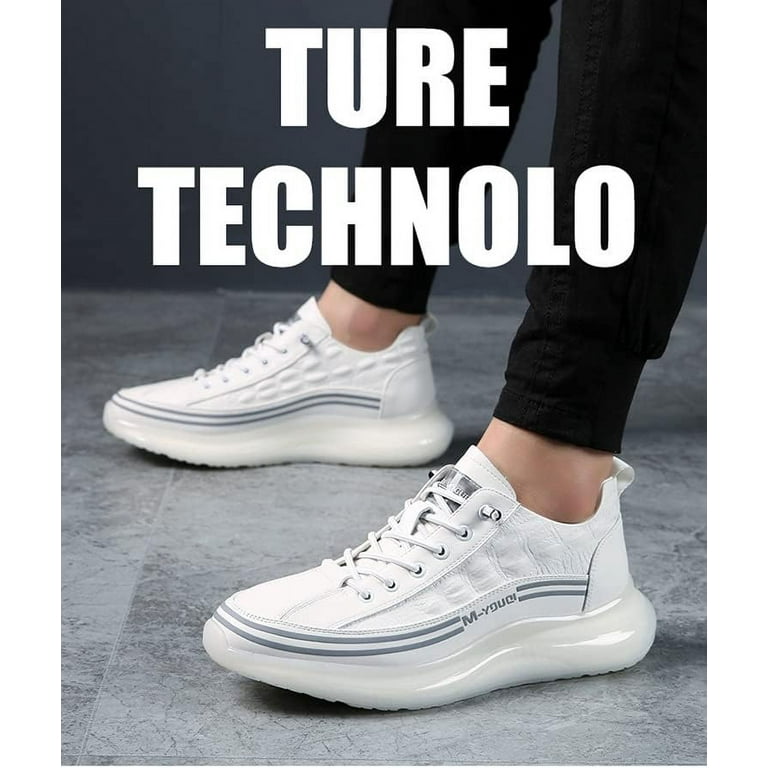 Men's Crocodile Print Leather Sneakers Soft Leather