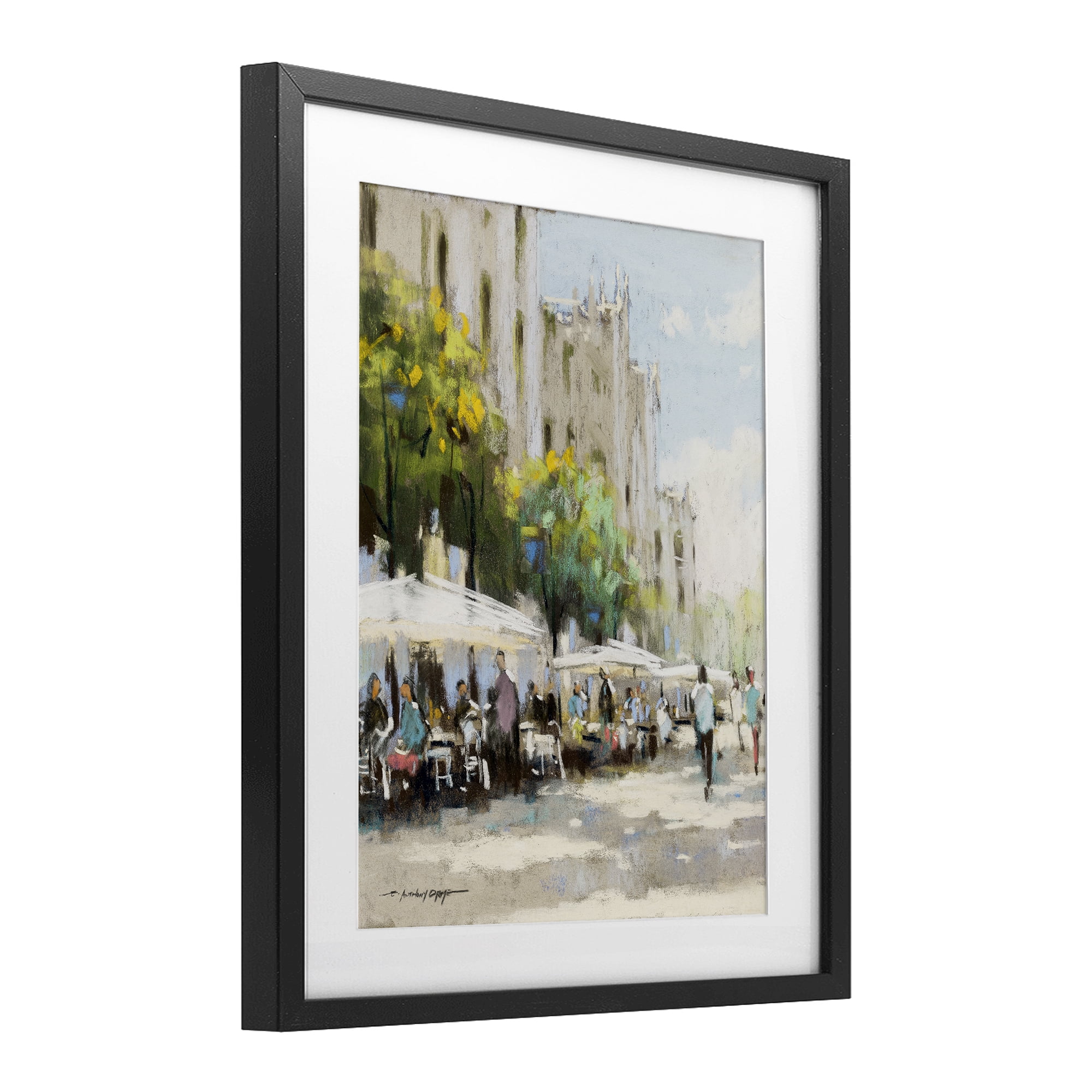 Stupell Industries Street Cafe on Boulevard Black Framed Print Under Glass, design by Anthony Orme