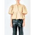thumbnail image 2 of SUNSIOM Women’s Puff Sleeve Peplum Tops Frill V Neck Solid Color Loose Shirts Spring Fall Blouses, 2 of 6