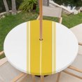 thumbnail image 6 of Round Outdoor Tablecloth with Umbrella Hole and Zipper, Yellow Geometric Fitted Table Cover with Elastic Edge for 45-54 Inch, Modern Striped Abstract Art Aesthetics Waterproof Patio Tablecoths, 6 of 9