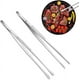 thumbnail image 1 of Pinzas de cocina, 2 piezas de pinzas para barbacoa con puntas dentadas, pinzas de cocina, acero inoxidable, pinzas largas, multifunción profesionales, pinzas de precisión rectas para carnes,, 1 of 7