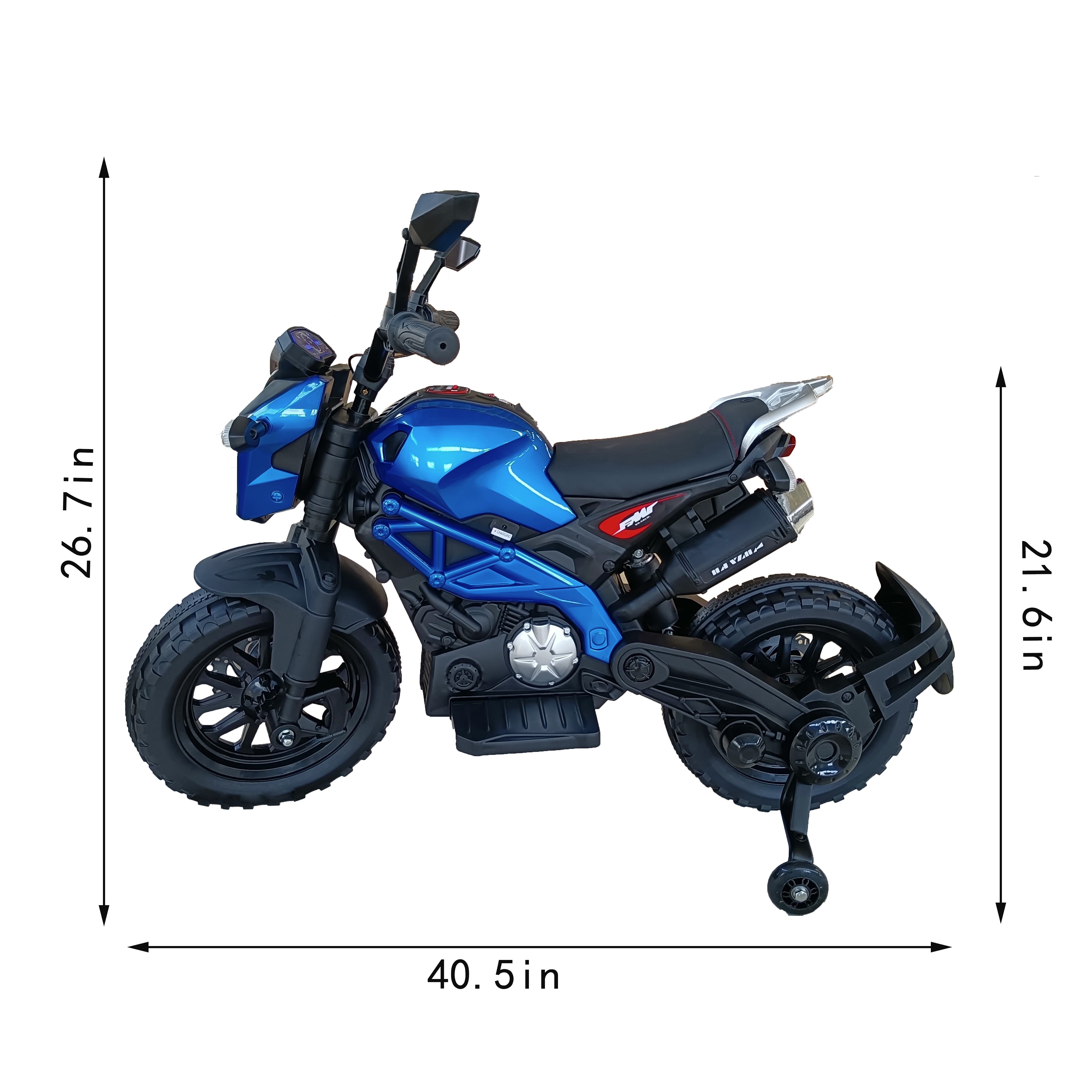 Electric MotorcycleFor Kids, Tamco 12V7AH Ride On Dirt Bike Toys, Gift For 3~6 Years Boys Girls With Training Wheels, Hand Racing/ Foot Brake/PU seat Goods Weight 40 LB