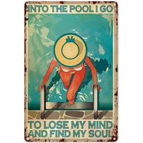 Funny Pool Signs for Outside I Know I Swim Like A Girl Try to Keep Up Swimming Tin Sign Decoration Vintage Chic Metal Poster Wall Decor Art Gift for Party Bathroom Outdoor 12x8 inch
