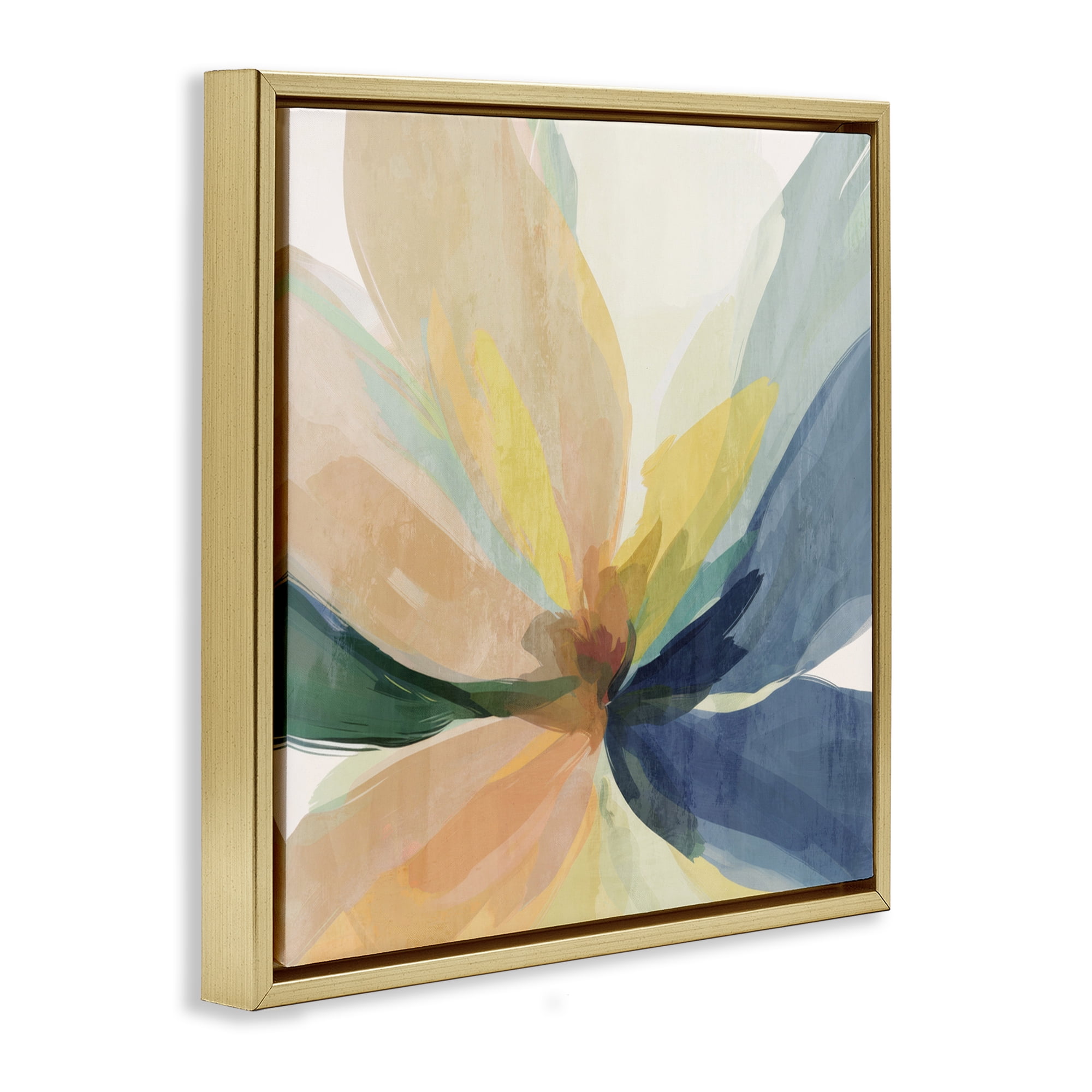 Flared Abstract Neutral Petals Gold Framed Floater Canvas Wall Art, design by Irena Orlov