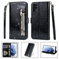 thumbnail image 5 of Jiahe Cover For Samsung Galaxy S23 Ultra,6.8 inch Case with Wallet Card Holder,Bling Glitter Flip Leather Magnetic Kickstand Zipper Purse with Wrist Strap Case Cover,Black, 5 of 7