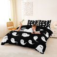 thumbnail image 3 of Homewish Simple Halloween Ghost Duvet Cover Queen,Silhouette Pattern Queen Bedding,Black White,Black Reversible,3-Piece,1 Duvet Cover and 2 Pillowcases, 3 of 6