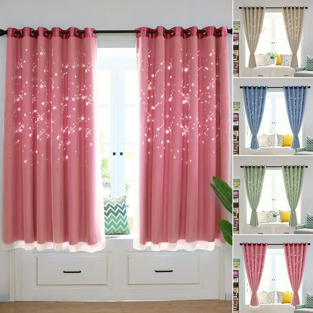 Thermal Insulated Blackout Window Curtains & Mesh Eyelet Ring Top for