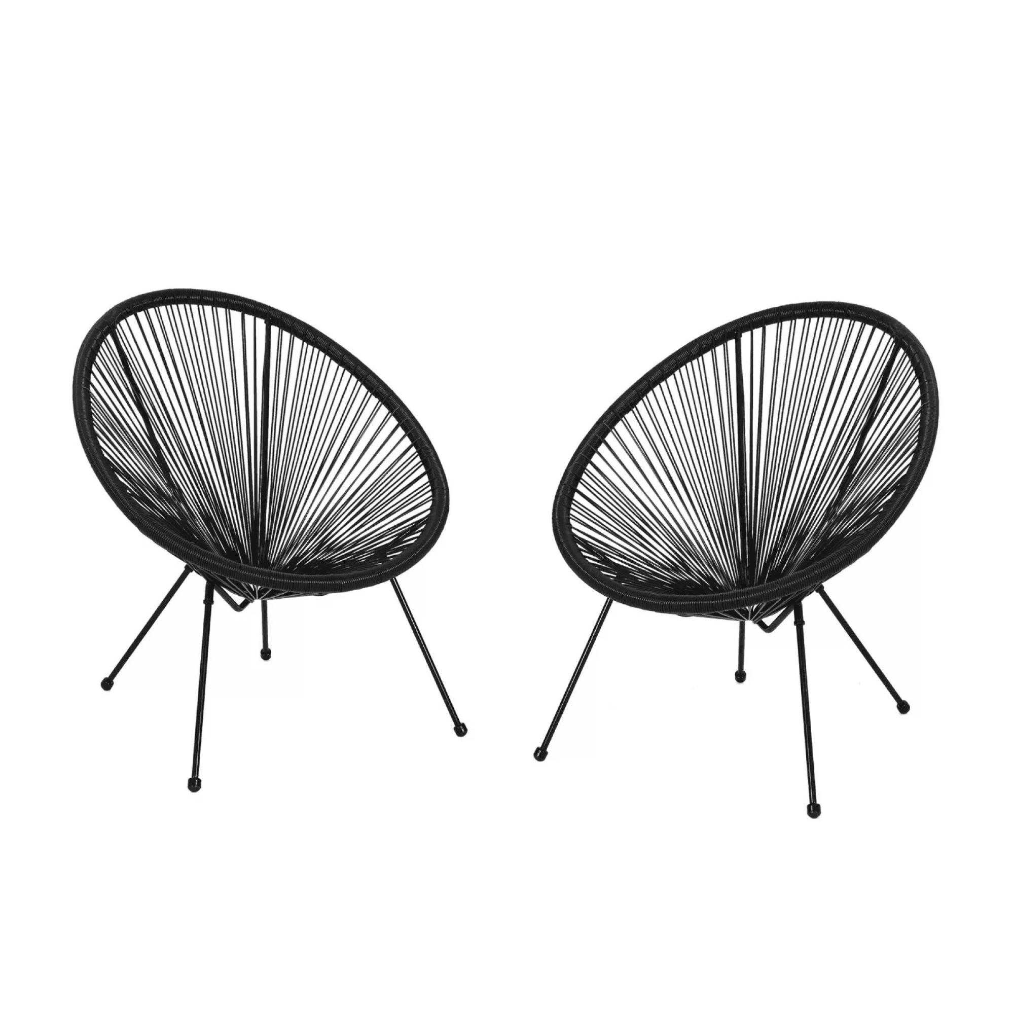 Leumius Set of 2 Modern Accent Chair with PE Rattan, Outdoor Accent Chair for Pool Beach Patio Lawn Black