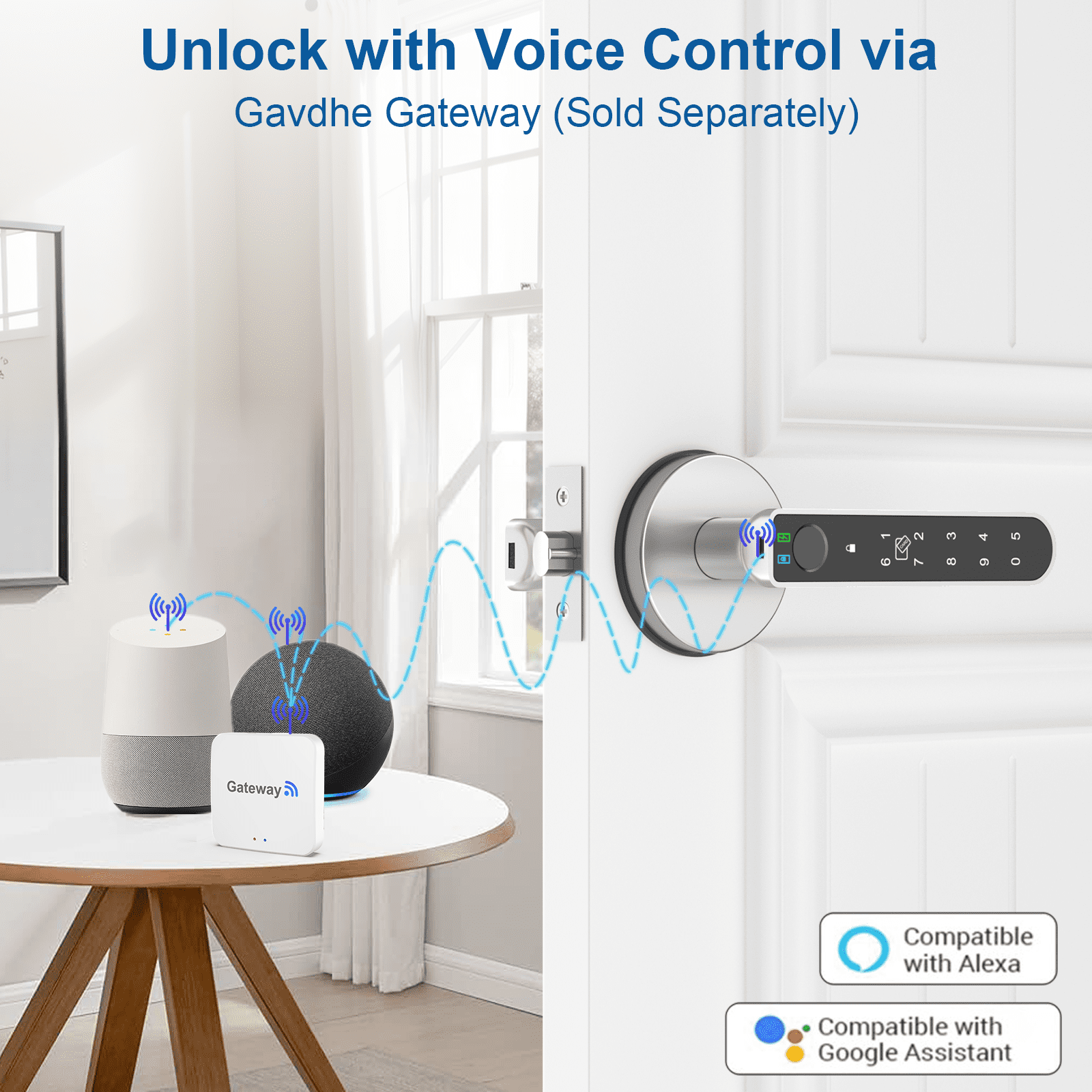 Gavdhe Smart Lock, Fingerprint Door Lock, Biometric Keyless Entry Door Knobs with Keypads 1 Set