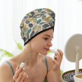 thumbnail image 3 of Yiaed Vintage Leaves Print Hair Cap with Button,Coral Fleece Hair Towel Wrap for Women Wet Hair,Quick Dry Turban for Wet Hair Long Thick Hair, 3 of 5