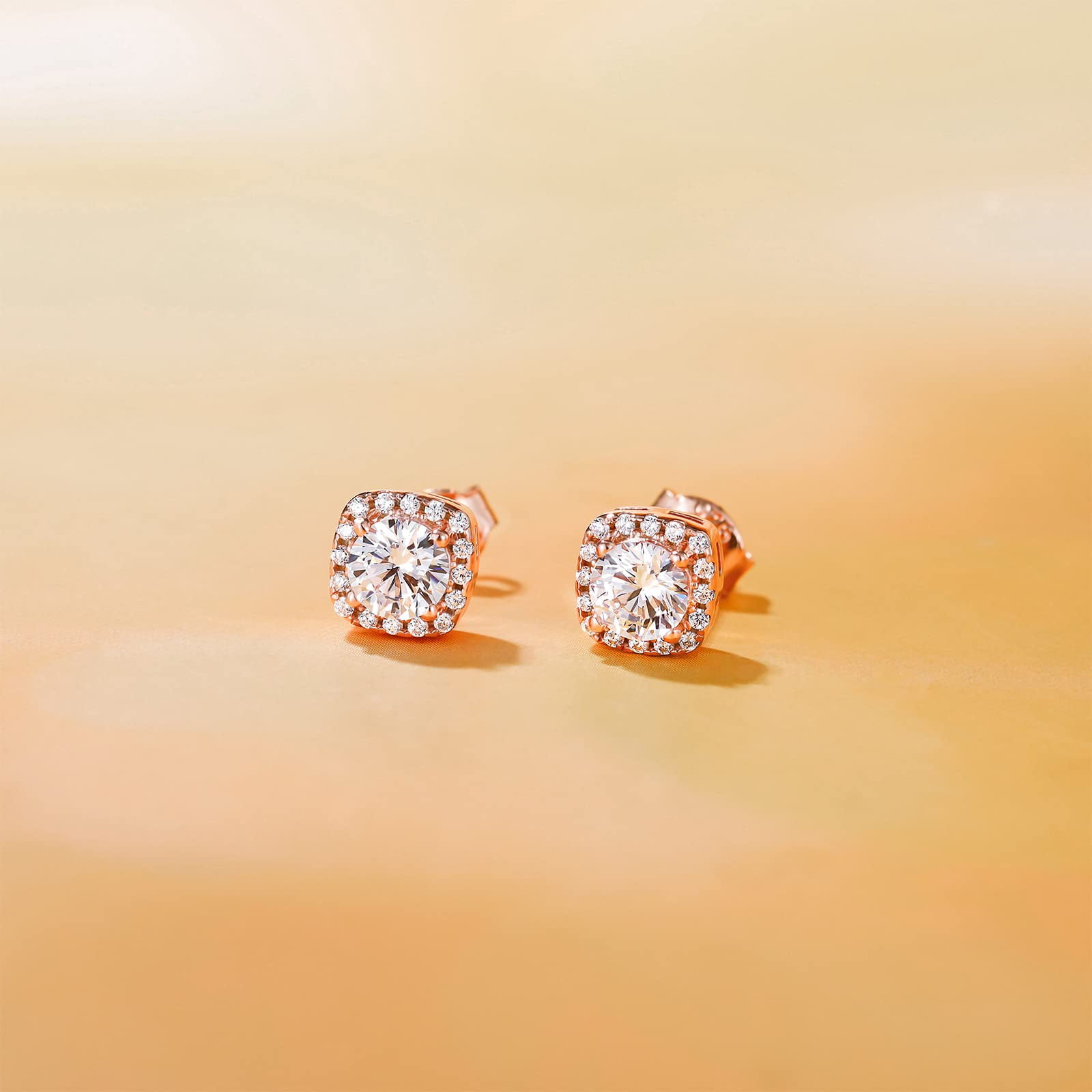Monkton 18K Gold Plated 925 Sterling Silver Stud Earrings for Women, 0.5CT Square Cubic Zirconia CZ Stud Earrings, Best Gift Ideas for Women, Ladies