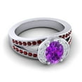 thumbnail image 3 of 2.35 Carat Oval Cut Amethyst & Garnet Gemstone Beautiful Anniversary Ring for Ladies Solid 14K White Gold Size 10.5 by Diamond-Capitals, 3 of 8
