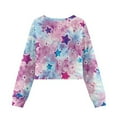 thumbnail image 5 of COEQINE Dropped Shoulder Girls Crop Top, Long Sleeve Oversized Sweatshirt, Soft Crewneck Fall Pullover for Kids Casual Wear Age 13-14, Star Tie-dye Violet Blue, 5 of 7