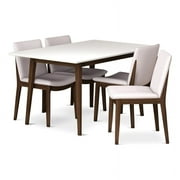 Adir Modern Solid Wood Walnut Dining Room&Kitchen Table and 4 Chair Set