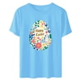 thumbnail image 5 of qelini Easter Shirt Womens Plus Size Crew Neck Short Sleeve Teen Bunny and Egg Print T-Shirt Casual Spring Tops, 5 of 5
