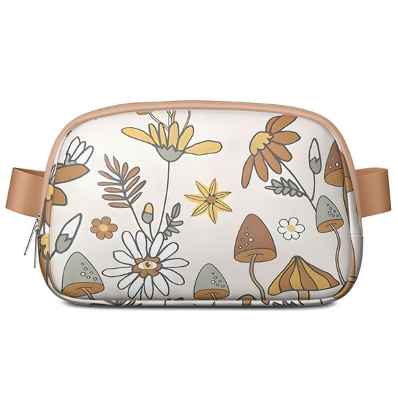 Vintage Mushroom Sling Bag – Trippy Botanical Fanny Pack for Women with Waterproof Fabric & Adjustable Fit – Crossbody Pouch for Hikes, Concerts, or Streetwear