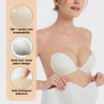 thumbnail image 3 of Un par de pegatinas de encaje de concha blanca para el pecho, vestido de novia femenino, pegatinas invisibles para sujetador de silicona con correa trasera, 3 of 5