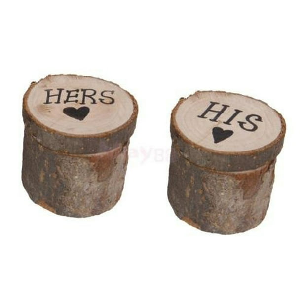 Paquete de 2 caja de anillo de bodas Anillos de madera Cajas portadoras Compromiso Vintage EXQUISITE JOYERO Caja para la ceremonia de San Valentín Día Regalos kenally HA028182-00
