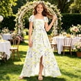 thumbnail image 2 of FYDUU Flower Girl Dress Summer Girls Flutter Sleeve Floral Dresses Elegant Flowy Ruffle Long Dress Stysligh Party A-Line Sundress 11-12 Years, 2 of 4
