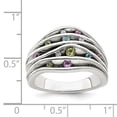 thumbnail image 5 of Primal Silver Sterling Silver Antiqued Blue Topaz, Peridot, Amethyst and Cubic Zirconia Ring, 5 of 7