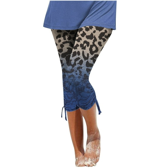 Bigersell Lightweight Capris for Women Casual Summer Clearance Elastic Waist Capris Cropped Pants Side Drawstring Yoga Capris Leggings Beach Crop Pants Elastic Waist Capris for Women Khaki-W L