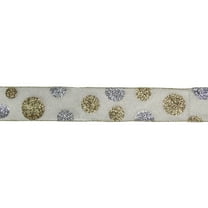 Northlight Glitter Gold and Silver Polka Dotted Christmas Wired Ribbon 2.5" x 16 Yards