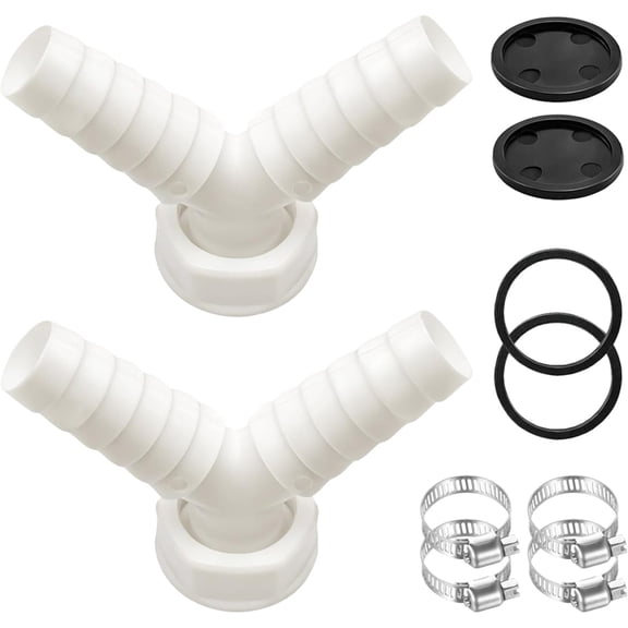 Adaptador de Drenaje en y de 1 Pulgada (Paquete de 2) para Lavadora, Lavavajillas y Secadora - Conexión Doble con Diámetro de Entrada de 30 mm