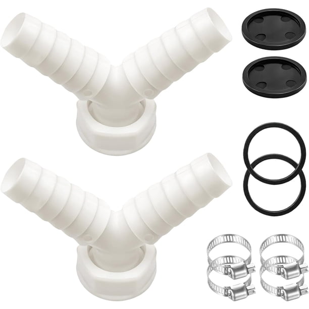 Adaptador de Drenaje en y de 1 Pulgada (Paquete de 2) para Lavadora, Lavavajillas y Secadora - Conexión Doble con Diámetro de Entrada de 30 mm