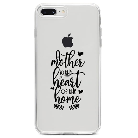 DistinctInk Clear Shockproof Hybrid Case for iPhone 7 PLUS / 8 PLUS (5.5" Screen) TPU Bumper Acrylic Back Tempered Glass Screen Protector - A Mother is the Heart of the Home