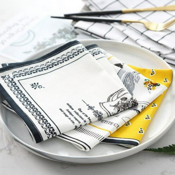 Kitchen Cloth Napkins 12 by 13 Inches, 6 Pack Print Dinner Napkins