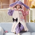 thumbnail image 2 of Anime Sanrios Kuromi Autumn Winter Children's Plush Pajamas Robe Cinnamoroll Melody Y2K Kawaii Girl Cute Hooded Thicken Homewear, 2 of 5
