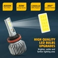 thumbnail image 3 of Fit for 2018 - 2020 Ford Fusion LED headlight bulbs H11 H9 H8 High/Low Beam+ Fog lights,12000LM 50W 6000K,500% Brighter than halogen, 6PCS, 3 of 13