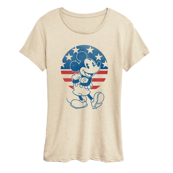 Disney - Mickey USA Flag Circle - Women's Short Sleeve Graphic T-Shirt