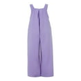 thumbnail image 3 of Wide Leg Overalls for Women Sleeveless Jumpsuits Suspender Overalls with Pockets, 3 of 5