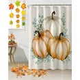 thumbnail image 5 of Fall Watercolor Shower Curtains for Bathroom, Orange Pumpkins and Eucalyptus Leaf Retro Linen Waterproof Fabric Shower Curtain for Bathroom Bathtub Decoration, Machine Washable, 60"x72", 5 of 9